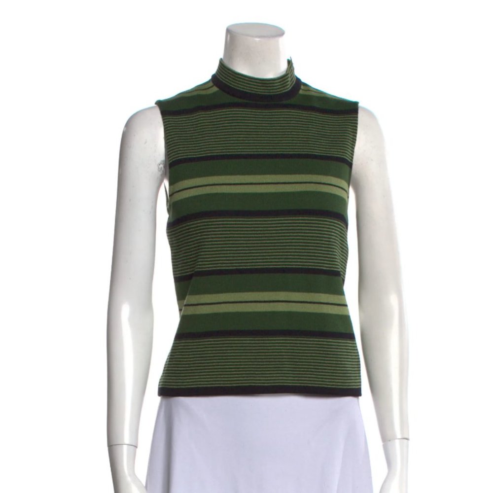 ST. JOHN Striped Turtleneck Crop Top Size: Petite